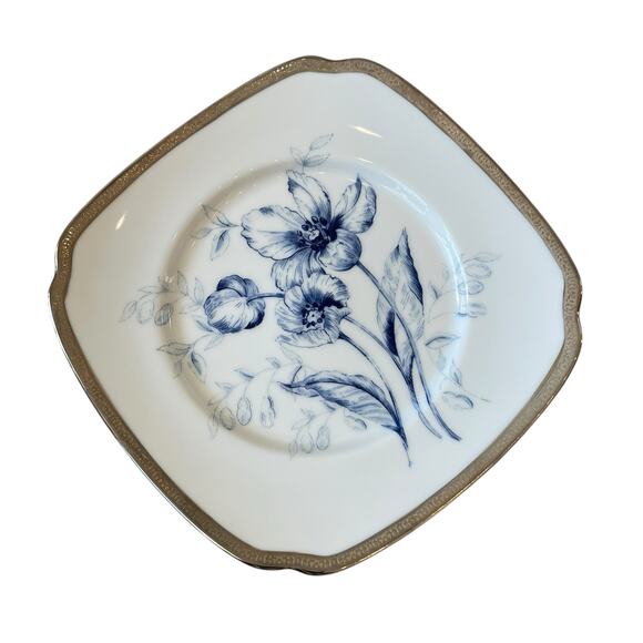 6 Charter Club Fashion Buffet Platinum Blue Floral Salad Plates 8.5in for Macy's - Picture 6 of 14